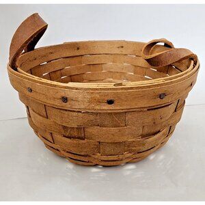 Longaberger Round Leather Handles Basket